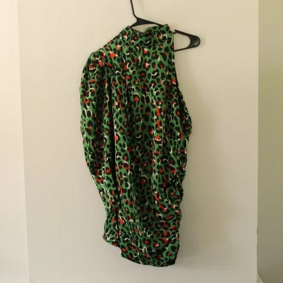 Choosy Green Animal Print One Sleeve Dress Size XL - Picture 4 of 13